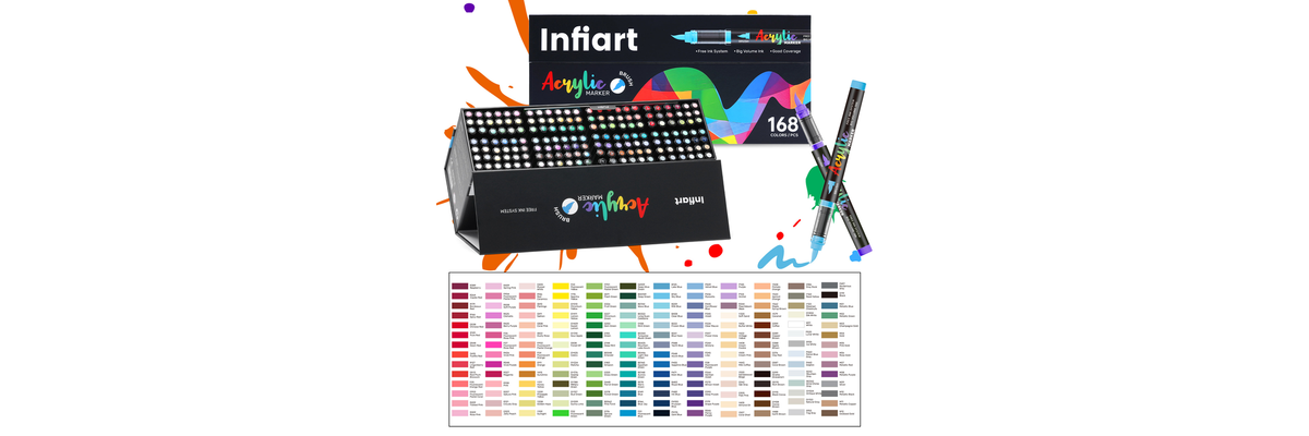 Infiatr art marker 168 set with  color chart sheet