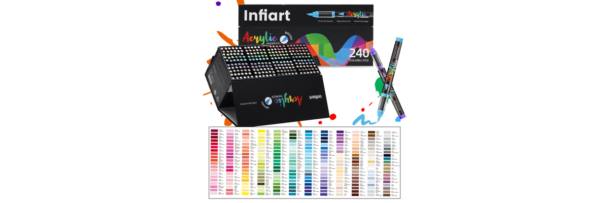 Infiatr art marker 240 set with  color chart sheet