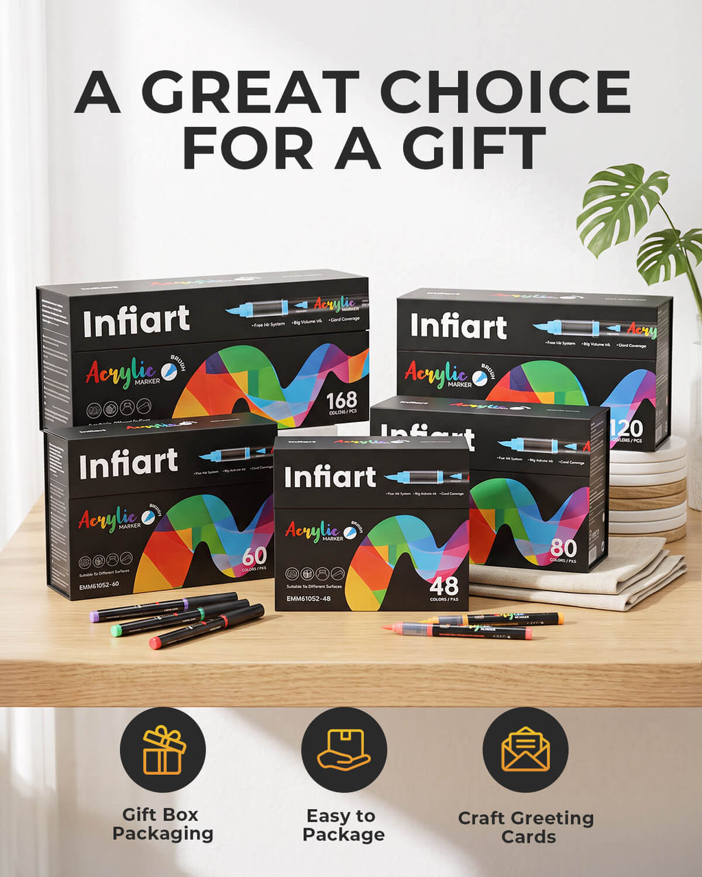 INFIART 80 Colors Liquid Acrylic Marker Set 51052-80