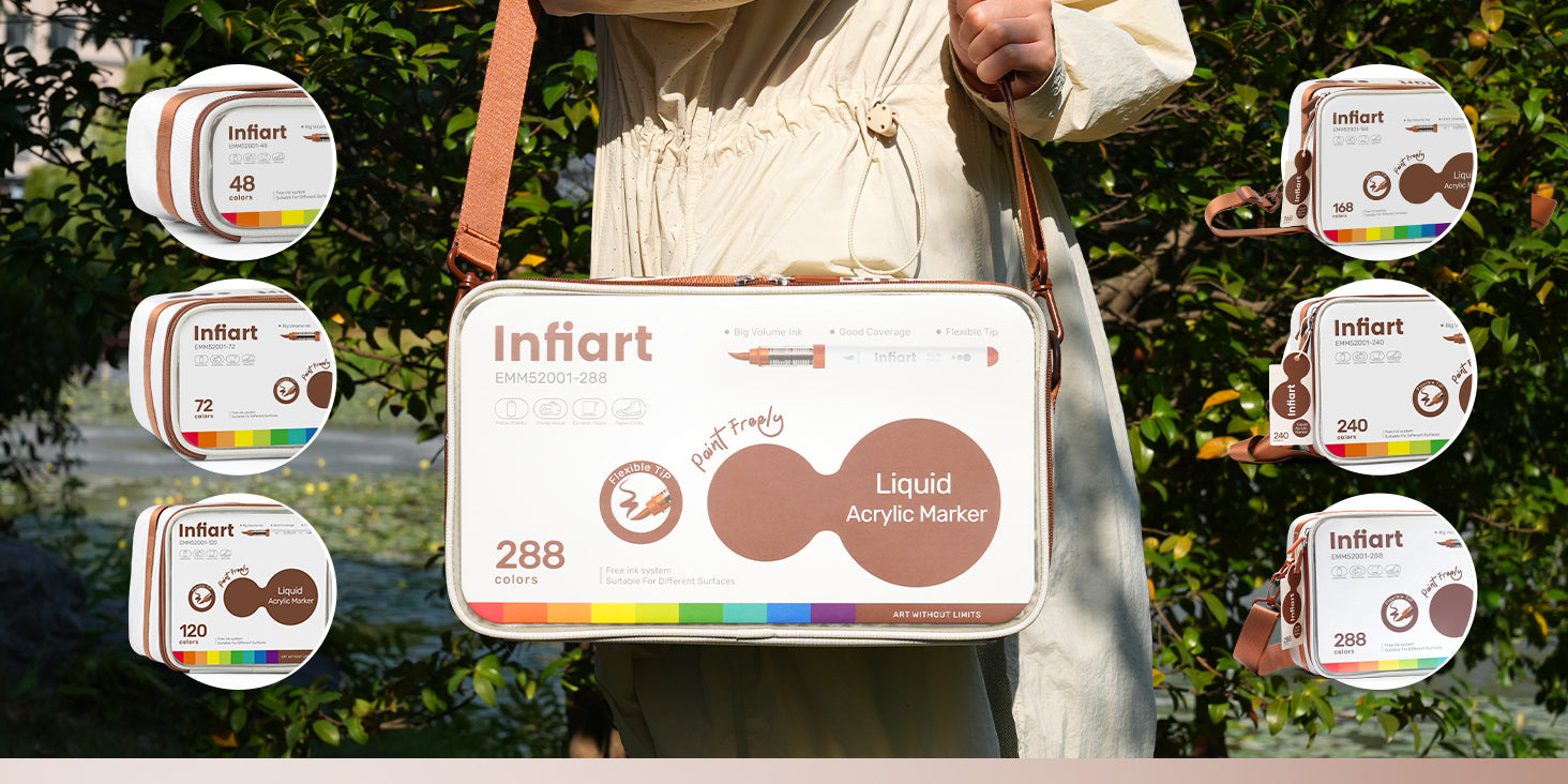 INFIART acrylic marker set — 1–6mm brush